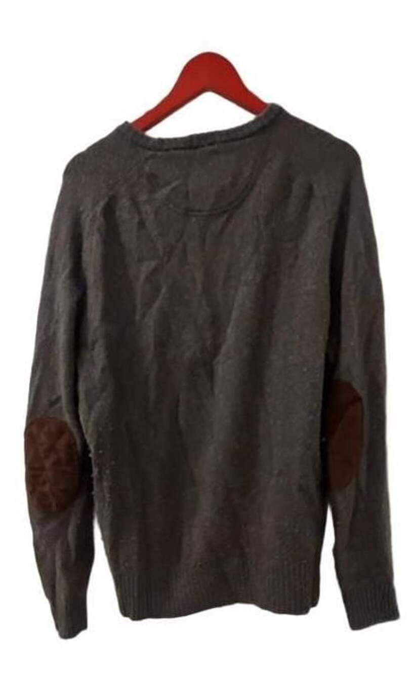 Jos. A. Bank 1905 Sweater Size M Gray Wool Blend Elbow Patches Pullover